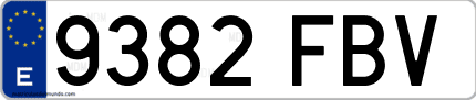 Ejemplo de matrícula de coche ordinaria 9382 FBV