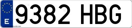 Ejemplo de matrícula española 9382 HBG