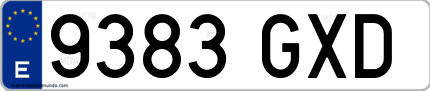 Ejemplo de matrícula de coche ordinaria 9383 GXD
