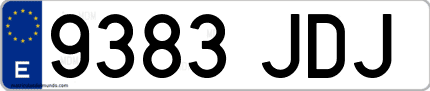 Ejemplo de matrícula de coche ordinaria 9383 JDJ