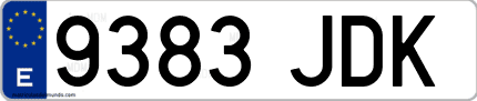 Ejemplo de matrícula de coche ordinaria 9383 JDK