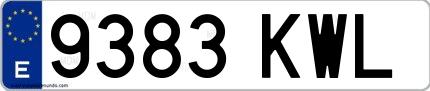 Ejemplo de matrícula española 9383 KWL
