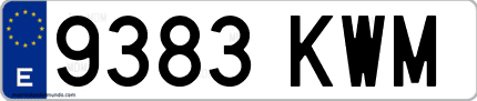 Ejemplo de matrícula de coche ordinaria 9383 KWM