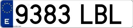 Ejemplo de matrícula española 9383 LBL