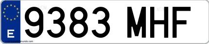 Ejemplo de matrícula de coche ordinaria 9383 MHF