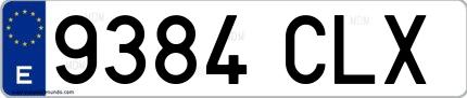 Ejemplo de matrícula española 9384 CLX