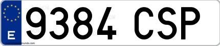 Ejemplo de matrícula de coche ordinaria 9384 CSP