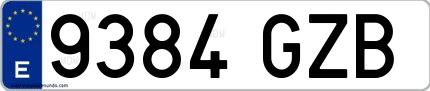 Ejemplo de matrícula española 9384 GZB