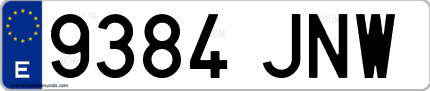 Ejemplo de matrícula de coche ordinaria 9384 JNW