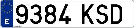 Ejemplo de matrícula española 9384 KSD