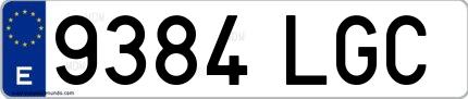 Ejemplo de matrícula española 9384 LGC