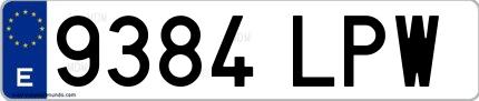 Ejemplo de matrícula española 9384 LPW