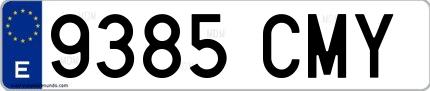 Ejemplo de matrícula española 9385 CMY
