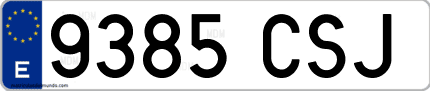 Ejemplo de matrícula de coche ordinaria 9385 CSJ