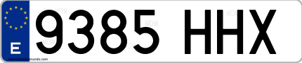 Ejemplo de matrícula de coche ordinaria 9385 HHX