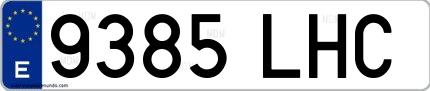 Ejemplo de matrícula de coche ordinaria 9385 LHC
