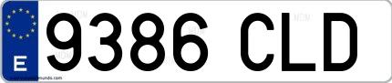 Ejemplo de matrícula española 9386 CLD