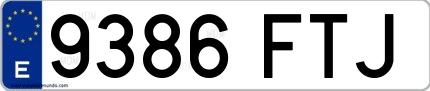 Ejemplo de matrícula española 9386 FTJ