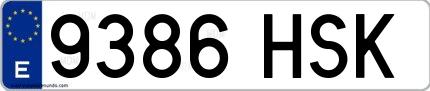 Ejemplo de matrícula española 9386 HSK