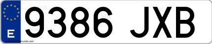 Ejemplo de matrícula española 9386 JXB