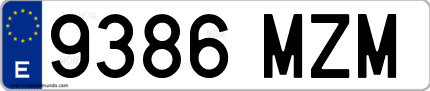 Ejemplo de matrícula de coche ordinaria 9386 MZM