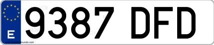 Ejemplo de matrícula de coche ordinaria 9387 DFD
