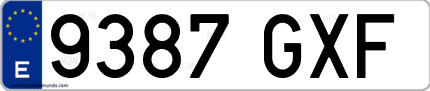 Ejemplo de matrícula de coche ordinaria 9387 GXF