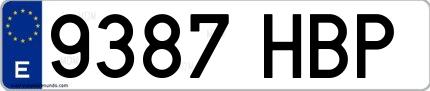 Ejemplo de matrícula española 9387 HBP