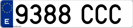 Ejemplo de matrícula de coche ordinaria 9388 CCC