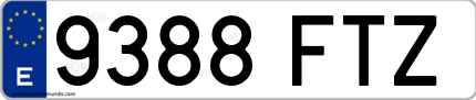 Ejemplo de matrícula de coche ordinaria 9388 FTZ