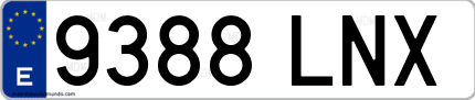 Ejemplo de matrícula de coche ordinaria 9388 LNX