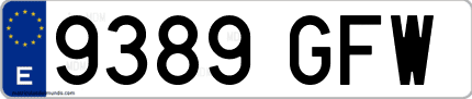 Ejemplo de matrícula de coche ordinaria 9389 GFW