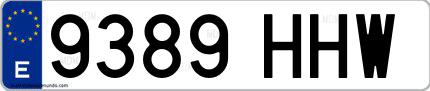 Ejemplo de matrícula española 9389 HHW