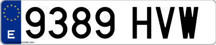 Ejemplo de matrícula de coche ordinaria 9389 HVW
