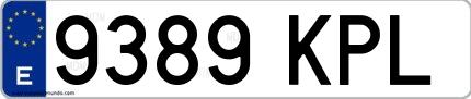 Ejemplo de matrícula española 9389 KPL
