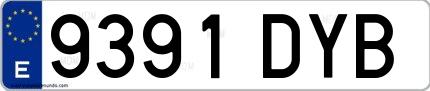 Ejemplo de matrícula española 9391 DYB