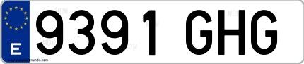 Ejemplo de matrícula española 9391 GHG