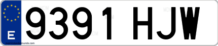 Ejemplo de matrícula de coche ordinaria 9391 HJW