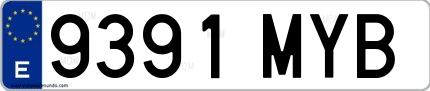 Ejemplo de matrícula española 9391 MYB