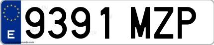 Ejemplo de matrícula española 9391 MZP