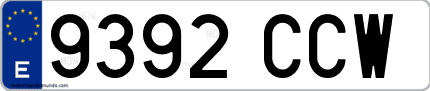 Ejemplo de matrícula de coche ordinaria 9392 CCW