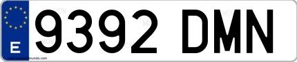 Ejemplo de matrícula española 9392 DMN