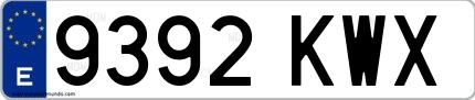 Ejemplo de matrícula española 9392 KWX