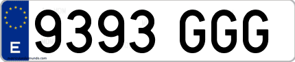Ejemplo de matrícula de coche ordinaria 9393 GGG
