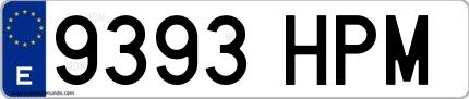 Ejemplo de matrícula española 9393 HPM