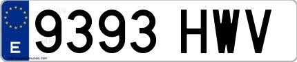 Ejemplo de matrícula española 9393 HWV