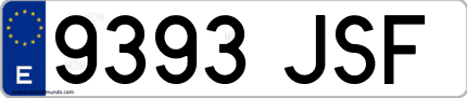 Ejemplo de matrícula de coche ordinaria 9393 JSF