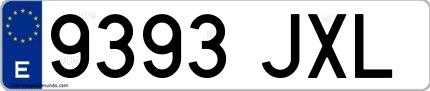 Ejemplo de matrícula española 9393 JXL