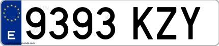 Ejemplo de matrícula española 9393 KZY