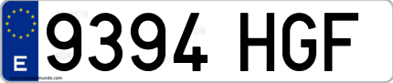 Ejemplo de matrícula de coche ordinaria 9394 HGF